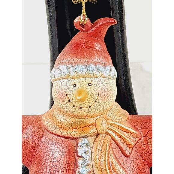 Christmas Santa Snowman Tree Ornament 5 1/2" Star Shaped Holidays 90s Holidays - Picture 2 of 15